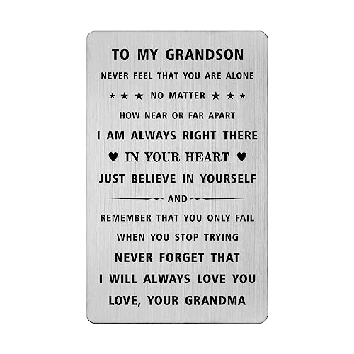 Grandson Gifts from Grandma - Unique Gift for Little Boy - Grandson Birthday Graduation Wedding Wallet Card Gifts
