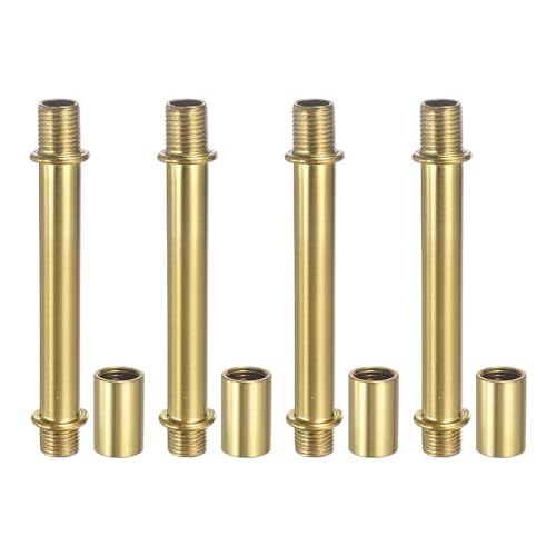 Image of PATIKIL Straight Pipe Lamp Stems Rod Kit, 4 Set M10 Carbon Steel 80mm(3.15 inch) Long Double End Thread Rod with Coupling Nuts Sleeve Connector for Table Lamps Chandeliers,Copper