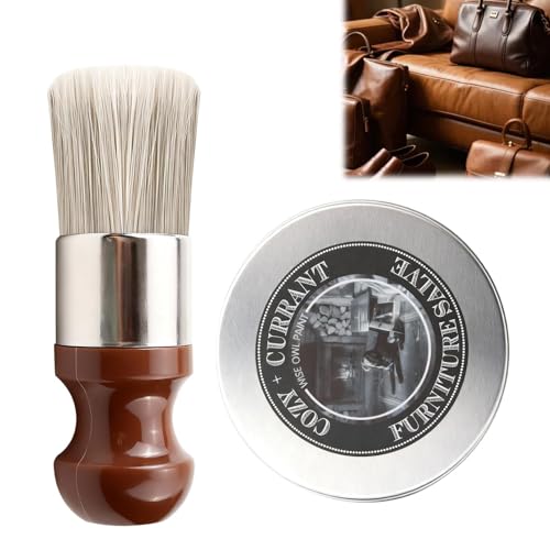 Furniture Salve for Leather Repair Cream with Brush Beeswax Furniture Polish Deep Leather Cleaner Set Restorer Polish for Furniture Wood Shoes Bags Car Seats