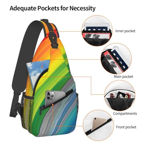 Mochila cruzada con estampado de rayas color arcoíris miniatura 4