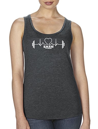 Débardeur de fitness femme gris foncé EMOM Heartbeat en taille M pour musculation et gym