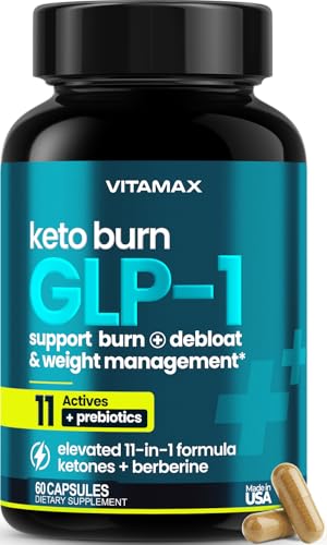 Vitamax GLP-1 Support Supplement for Weight Loss & Fat Burner for Women & Men Ketone Metabolism Support with BHB Ketones ACV Berberine Polyphenols & Prebiotics for Appetite Digestion & Cravings