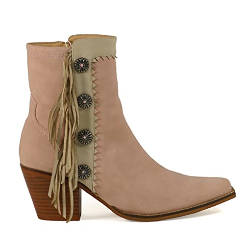 Arider Aridergirl Gizelle Women's Mid Calf Fringe Western Boots (Pink, 7.5) #TOP1