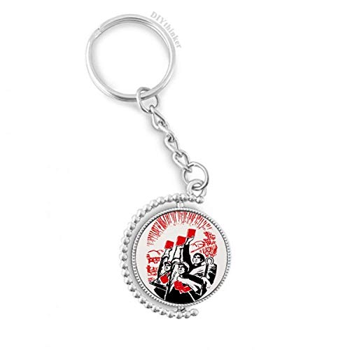 Llavero giratoria de China retro con anillo Pilgrim para coleccionistas