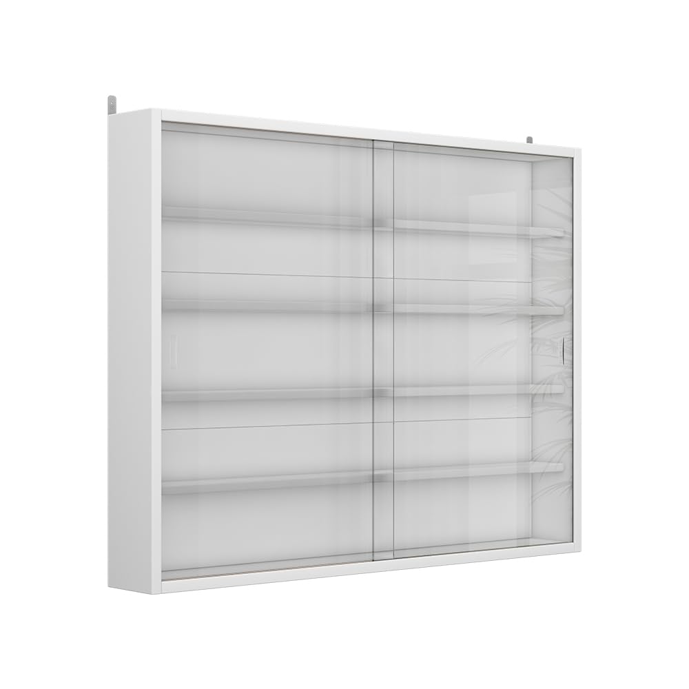 Vicco Vetrina a parete Showla, Bianco, Con 4 ripiani, per montaggio a parete per conservazione e presentazione