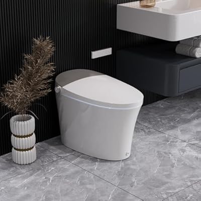 DeerValley Smart Toilet with Built-in Heated Seat, Powerful Auto Flushing and Auto Open/Close Lid, 1.28 GPF & MaP 1000g, Adjustable Seat Temp, Night Light, DV-1S0150-V3
