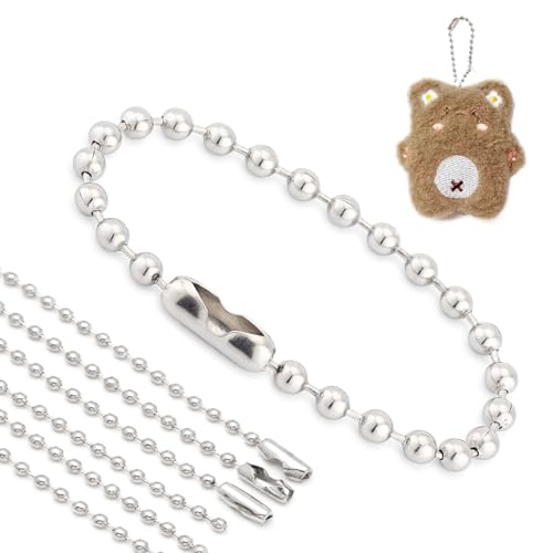 100 Stück Kugelkette, 2,4 mm Charms Craft Ball Chain, Edelstahl Kugelkette Perlen Rollenkette Hängekette mit Verbindern Metallkugelkette, Craft Ball Bead für DIY Kette Geburtstag Party Decorations