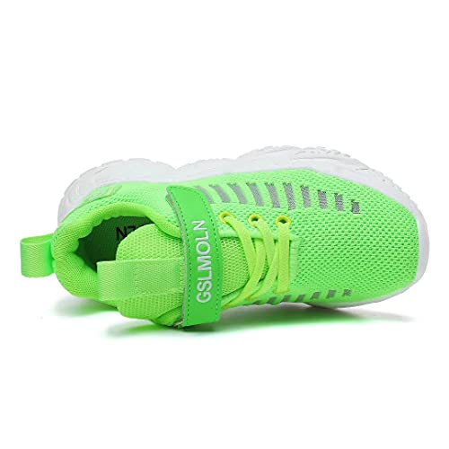 Jakcuz Platform Shoes For Boys Girls With Arch Support Lightweight Breathable Sneakers Tennis Shoes With Strap, Little Kids Shoes Boys Girls Fluorescent Green Shoes Big Kid Size 2 #TOP6