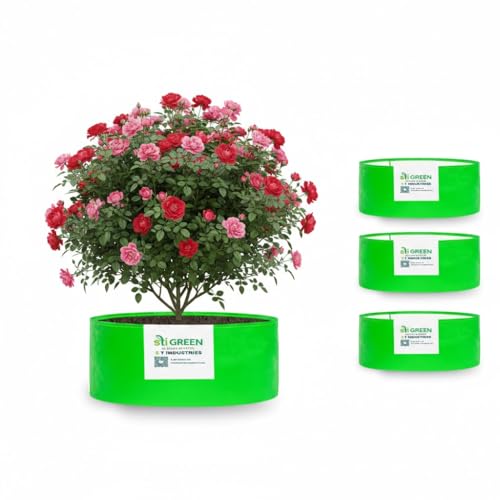 Image of HDPE Grow Bags for Plants 24X18 Inch (Pack of 4) | 260 GSM Heavy Duty UV-Protected Round Green Colour Plant Bags for Terrace and Vegetable Gardening | Strong & Reusable|