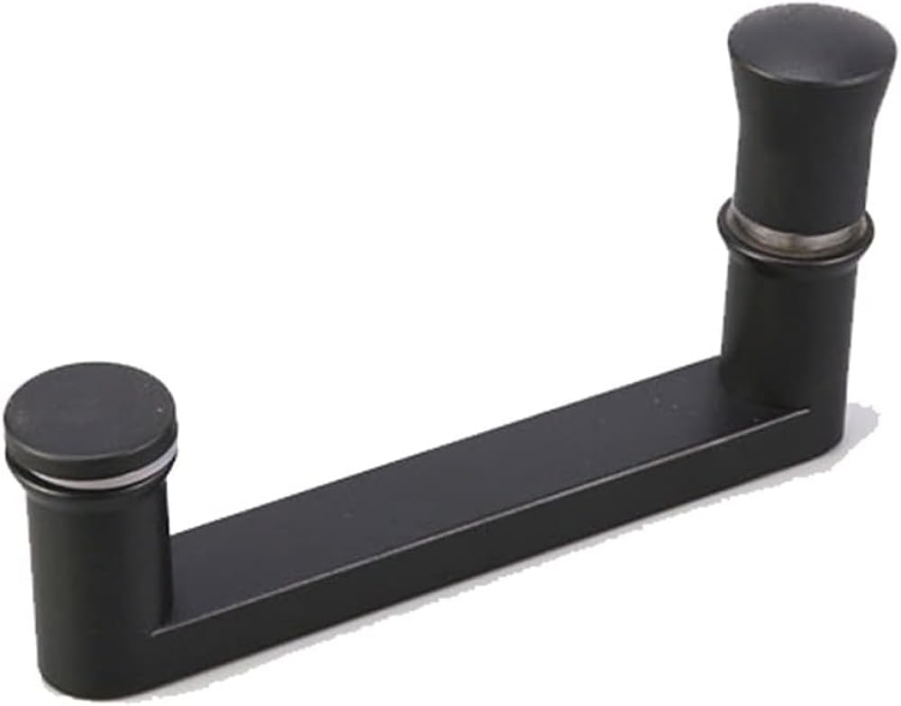 Arc Type Shower Door Handle for Bathroom, Stainless Steel Replacement Parts Shower Door Knobs Black/Silver, Screen Internal/External-Black