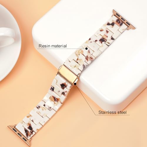 Image of iiteeology Compatible with Apple Watch Band 42mm 41mm 40mm 46mm 45mm 44mm, Light Resin with Stainless Steel Replacement Wristband for iWatch Ultra 3 /Ultra 2 49mm Series 11-1 SE 3