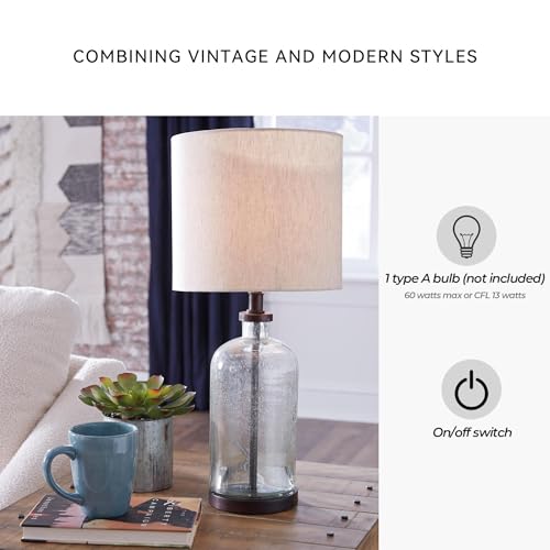 Signature Design by Ashley Bandile Modern Farmhouse 22.5" Seeded Glass Table Lamp, Bronze - Image 5