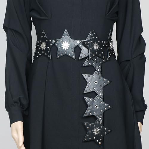 Star Grommet Waist Belt Star Punk Chain For Cowgirl Buckle Unique Buckle Waist Chain Silver Wide Belt3