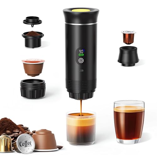 Gubbett Machine à Cafe Portable,3 En 1 Cafetière à Expresso Chauffage Électrique,Rechargeable,Pour Camping et Voiture,Chauffage Rapide,compatible avec...
