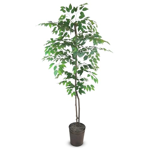 LCG Florals 6ft Artificial Ficus Tree in Copper Metal Pot