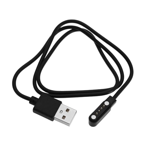 ECSiNG Câble de charge USB vers 4 broches magnétique pour montre intelligente, lunettes intelligentes, traqueur de fitness, distance entre les broches du câble : 7,62 mm, longueur : 60 cm, noir