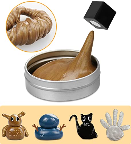 Arfun Magnetic Slime Putty, Soft Magic Slime Hand Therapy Putty Fidget Game Stress Relief Thinking Educational Toy With Upgraded Magnet Christmas Birthday Gift For Kids Adults (Gold) #TOP2