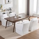 Kmax Slipcovered Dining Chairs Set of 4, Modern Upholstered Barrel Kitchen & Dining Room Chairs with Arms, Accent Single Sofa Chair for Dining Living Room, Beige