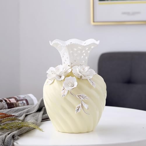 Vase en céramique jaune clair style Phnom Penh pour fleurs - 5