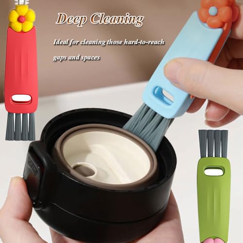 Image of 3 in 1 Cup Lid Cleaning Brush, 3 PCS Crevice Cleaning Brush Set - Multifunctional Portable Bottle Brush Cleaner for Bottle Gap Tight Spaces Cup - Ideal Baby Bottle Brush & Water Bottle Brush (3)