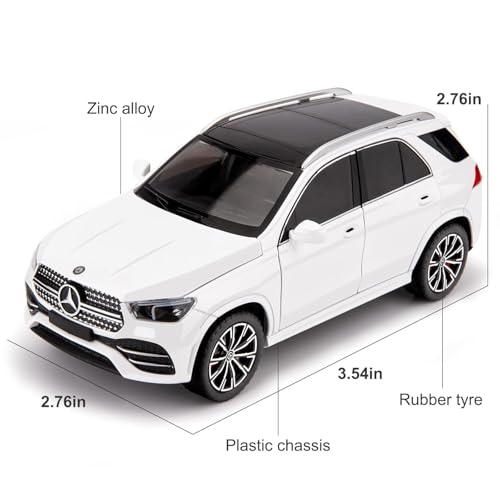 Image of 1:24 Scale Alloy Die-cast Benz GLE 350 Toy Car with Sound and Light, Pull Back Action, Openable Doors, Collectible Model Car for Kids and Gift (White)