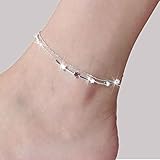 pulseras tobilleras para mujer Material: 30% de plata (plata gruesa plateado)