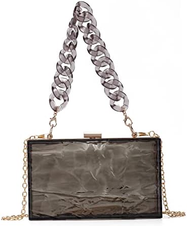 EVEOUT Womens Acrylic Transparent Evening Clutches Clear Box Handbag Cross Body Purse Bag Shoulder Bag White