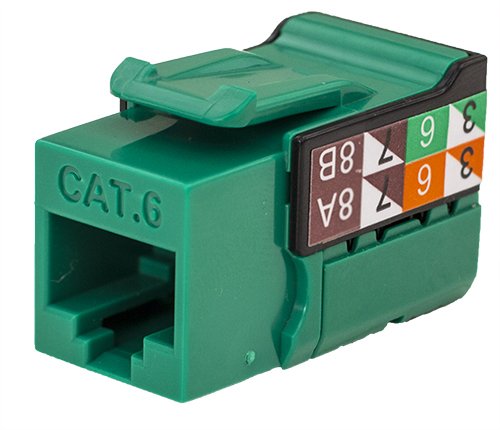 CAT6 RJ45 Keystone Jack, V-Max Series - Green Color - (50 Pack)