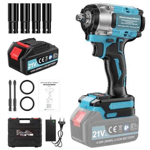 ponoseu Schlagschrauber Avvitatore a Impulsi Brushless 1/2' 650N.m,Avvitatori a Massa Battente con...