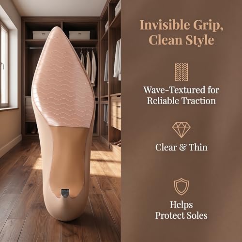 Image of 6 Pcs Shoe Sole Protector - Self-Adhesive Anti-Slip Grips for High Heels & Boots & Dress Shoes, Non-Slip Shoe Bottom Pads for Women (6 x 4 Inches, Clear)