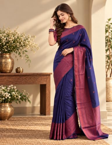Image of Womens Banarasi Kanjivaram Silk Saree with Blouse Piece