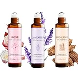 Roll-on Aceite Esencia, 3 X 10ml Juego De Rodillos De Aceite Esencial De Aromaterapia Aceites Aromaterapia Naturales Con Rosa, Lavanda, Legno Di Sandalo, Regalo Relajante Para Mujeres Y Hombres