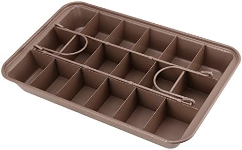 ZOENHOU 2 Sets Brownie BakingTray with Dividers,Non Stick 18 Square Cavity Precut Brownie Bakeware Cake Pans for Slices, 12 x 8 x 1.57 Inch (31 x 20 x 4 cm)