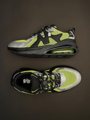 Image of The Souled Store Urban Blaze: Green Lab Sneakers - Metallic PU & Mesh Upper | Samurai PU Insole | Lightweight EVA Midsole | Men's Stylish Low Top Sneakers