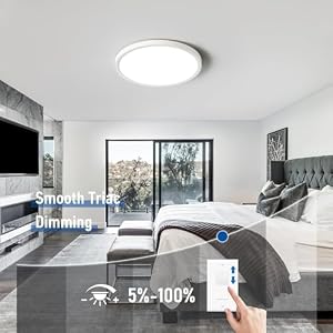 6 Pack 12 Inch Hardwired Dimmable LED Flush Mount Ceiling Light Fixtures, 24W 2640LM 3000K/4000K/5000K, House Upgrade Led Lights for Bedroom Hallway Laundry Room Rental Units, 240W Equiv., Black — photo 3 of 6