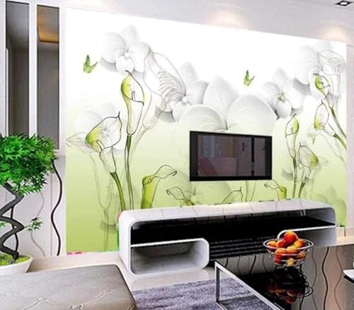 Fleur papillon paysage vert pour mur de bureau zen