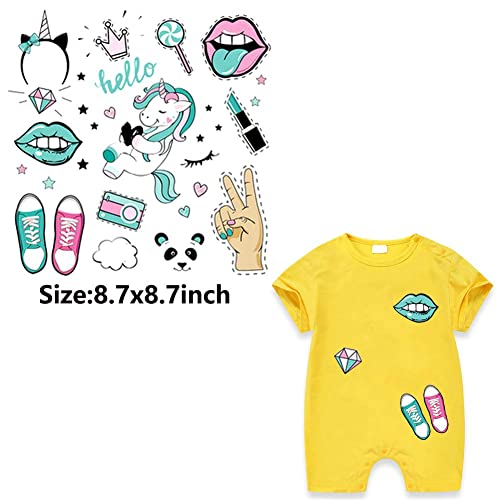 Kids Iron On Patches Unicorn Heat Transfer Stickers 3 Sheets Cute Applique Patches For Unicorn Party Favors Supplies Girls Baby Diy Unicorn Costume Accessories Washable Iron On Stickers #TOP2