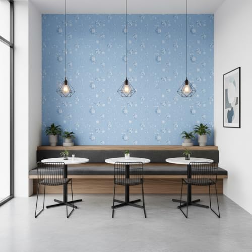 Image of Blue Water dot Wallpaper for Walls | Peel and Stick Self Adhesive Wall Sticker | Waterproof PVC Vinyl Decorative Wall Decor for Home, Living Room, Bedroom & Office (45x300 cm)