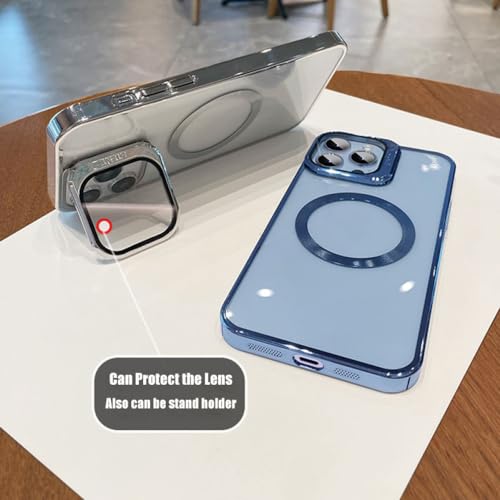Étui magnétique transparent haut de gamme pour iPhone 14 Pro Max Argent - 4
