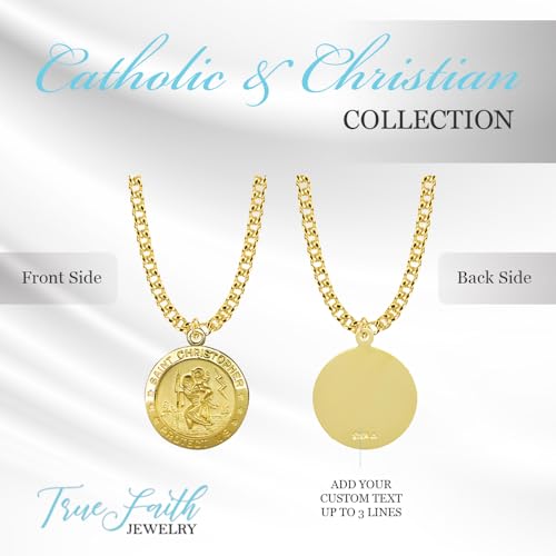 True Faith Jewelry Sterling Silver Saint Christopher Medal Patron Saint Pendant Necklace Religious Jewelry3