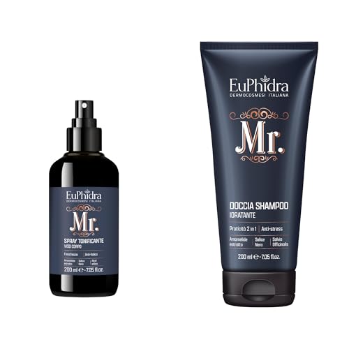 Euphidra - Kit Freschezza e Idratazione Uomo, con Spray Tonificante e Doccia Shampoo, Formula Rivitalizzante e Idratante, per una Pelle e Capelli Puliti e Rinfrescati