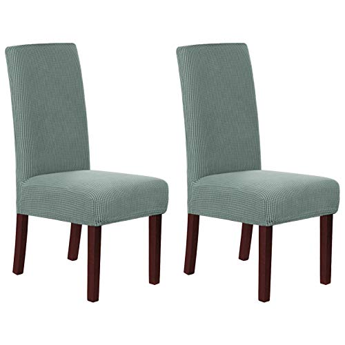 Smarcute Stretch Chair Furniture Protector Covers Jacquard Dining Room Chair Slipcovers Sets Machine Washable Removable Chair Furniture Cover for Dining Room, Hotel, Ceremony Set of 2, Sage