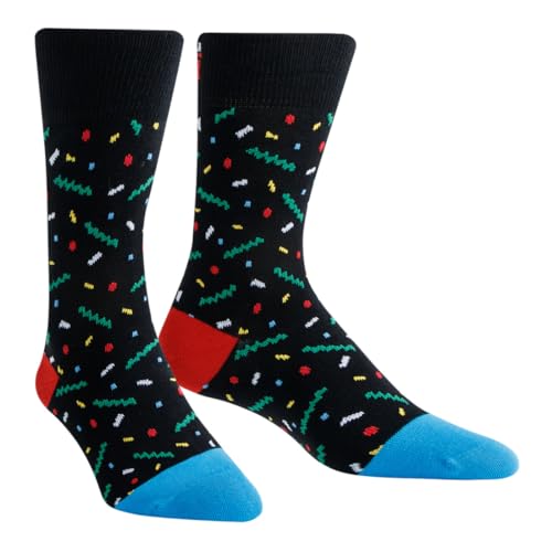 Men's Novelty-Dress Socks, Striped Pattern Crew Socks, Christmas Colorful-Funky-Funny Socks 3/6 Pairs3