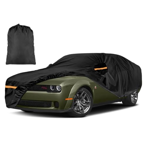 Image of INSAUTO Custom Fit Car Cover for Dodge Challenger 2008-2025, Waterproof All Weather Full Exterior Protection, Sun Rain Snow, with Driver Door Zipper