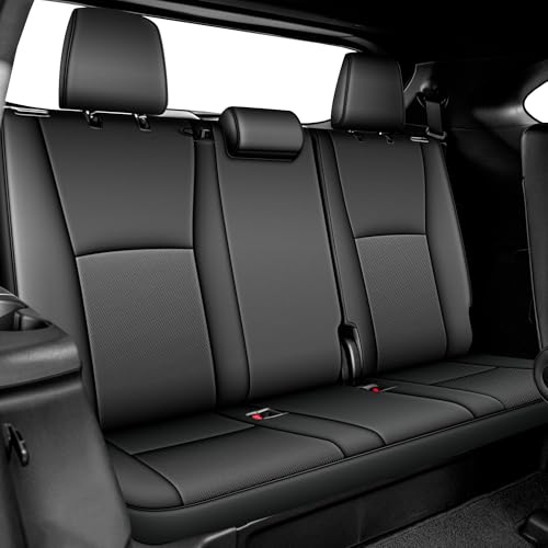 Image of Custom Fit Seat Covers for Toyota Highlander: 2020 2021 2022 2023 2024 2025 Full Set 8 Passenger 3 Row Faux Leather Car Seat Protector Compatible Airbag Deep Gray(2020-2024 W / Second Row 40 /60 Split)