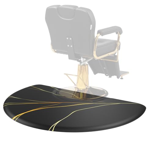 OmySalon 3’x 5’x 5/8'' Thick Salon Mats for Hair Stylist Anti Fatigue, Barber Floor Mat with Round Base, Salon Chair Mat Hairdresser Standing, Anti-Slip Easy Cleaning