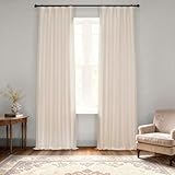 HPD Half Price Drapes Faux Silk Blackout Curtains 120 Inches Long for Bedroom & Living Room Vintage Textured Blackout Curtain (1 Panel), 50W x 120L, Off White