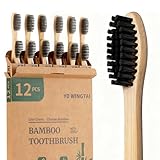 YD WINGTAI Bamboo Toothbrush Biodegradable WoodenToothbrushes 12pack Natural Travel Size Organic Charcoal Tooth Brush