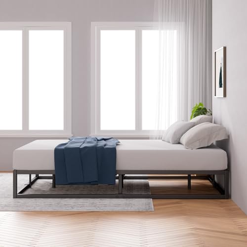 Zinus Joseph Bett 140x200 cm - Höhe 25 cm mit Unterbettstauraum - Metall-Plattformbettgestell mit Holzlattenrost - Schwarz