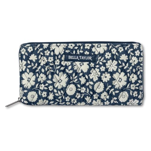 Bella Taylor Slim Card Wallet for Women, Bicolor Floral Navy